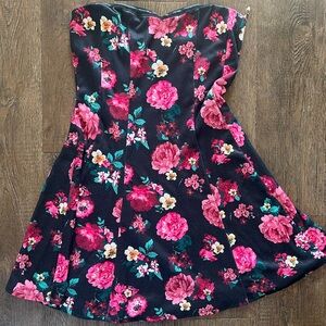 Size large strapless Wet Seal floral mini dress.
